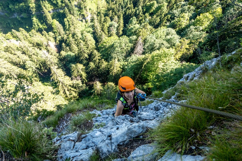 Ari on the last few moves of the klettersteig (Summer Holidays August 2022)