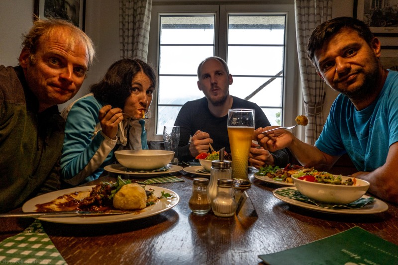 Eating dinner at the hut (Summer Holidays August 2022)