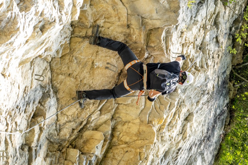 Johannes on the E section of the Riederklamm Klettersteig (Summer Holidays August 2022)