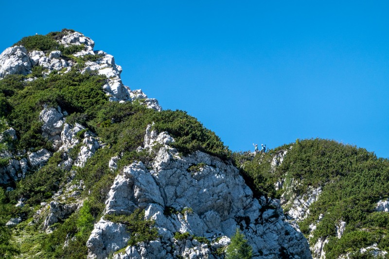 Pedro and Ari waving from the klettersteig (Summer Holidays August 2022)