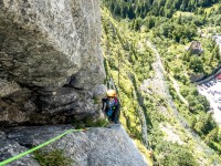 Ari climbing the 3b pitch (Summer Holidays August 2022)