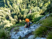 Ari on the last few moves of the klettersteig (Summer Holidays August 2022)