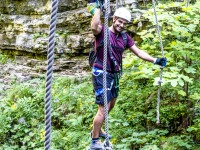 Pedro on one of the bridges of the Postalmklamm Klettersteig (Summer Holidays August 2022)