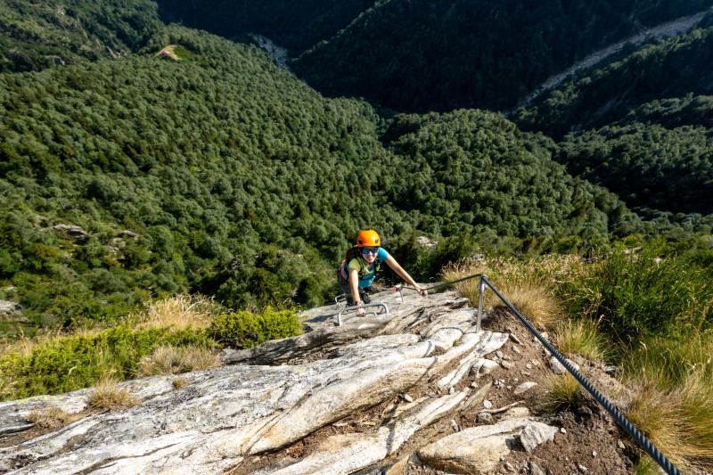 Ari climbing up the ferrata (Summer Holidays in Ticino Aug 2025)