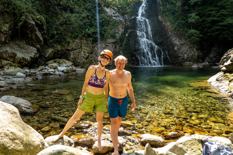 Ari and Cris beside the pool (Summer road trip August 2024)