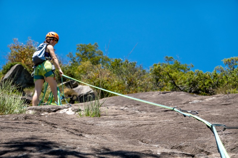 Ari belaying (Summer road trip August 2024)