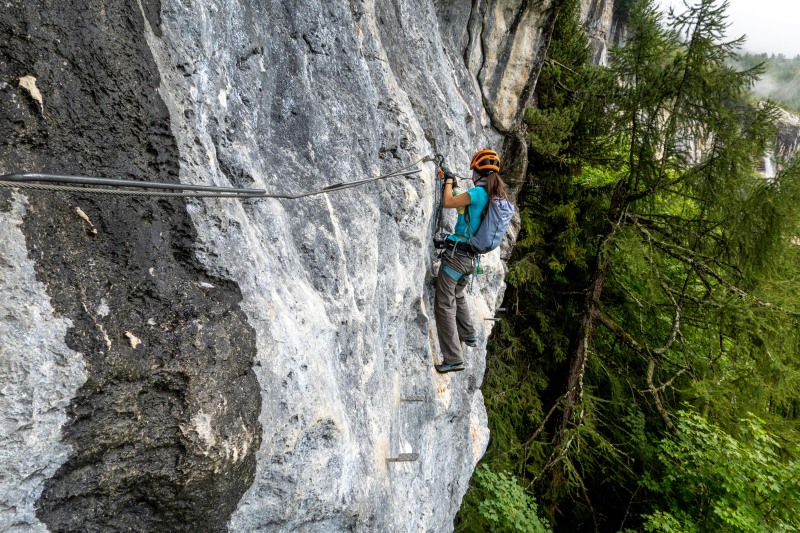 Ari on a dry section of the ferrata (Summer road trip August 2024)