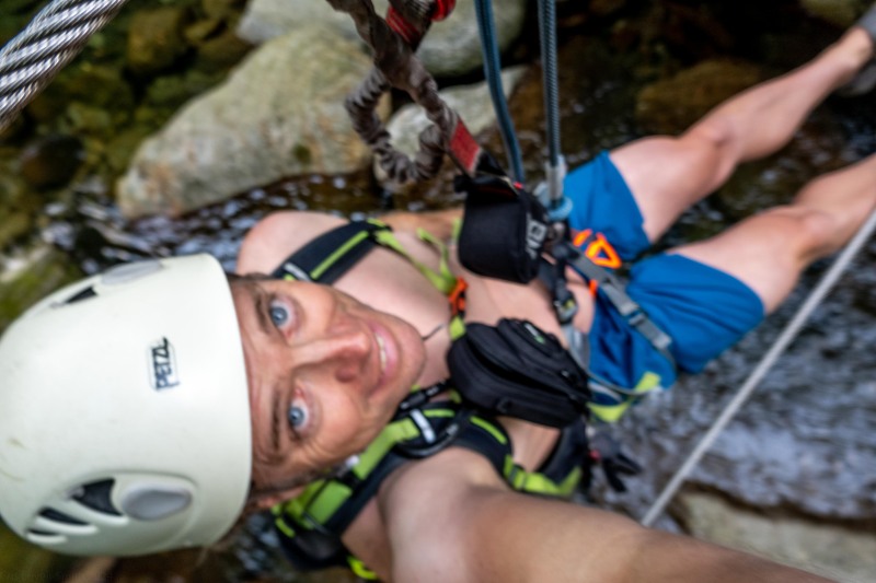 Cris on the rope bridge (Summer road trip August 2024)