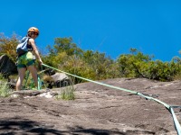 Ari belaying (Summer road trip August 2024)
