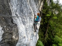 Ari on a dry section of the ferrata (Summer road trip August 2024)