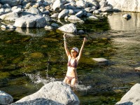 Ari splashing (Summer road trip August 2024)