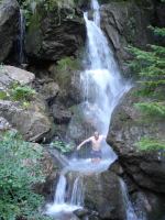 Cris in a waterfall (Swiss O Week, Switzerland)