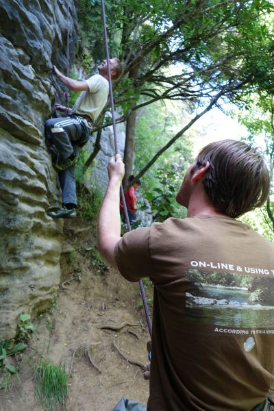Andy climbing at Paynes 2 (Takaka 2013)