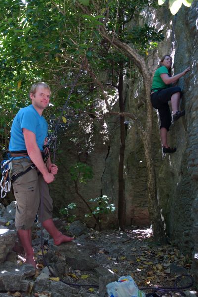 Climbing with Holly (Takaka 2013)