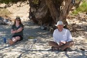 Holly and Dad on the beach (Takaka 2013)