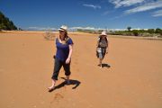 Holly and Mum walking in the Totaranui Lagoon (Takaka 2013)