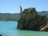 Brendan jumps off the rock (Takaka 2013)