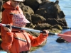 Mum gives kayak instruction (Takaka 2013)