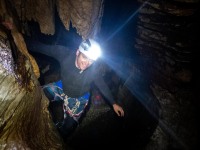 Cris in the cave (Te Tahi cave Jan 2025)