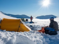 After pitching the tents (Tongariro Adventures July 2021)