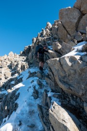 Annu navigating the ridge (Tramping Angelus Hut May 2021)