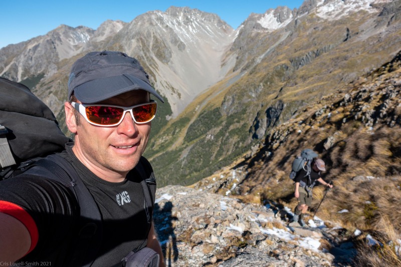 Cris and Annu walking (Tramping Angelus Hut May 2021)
