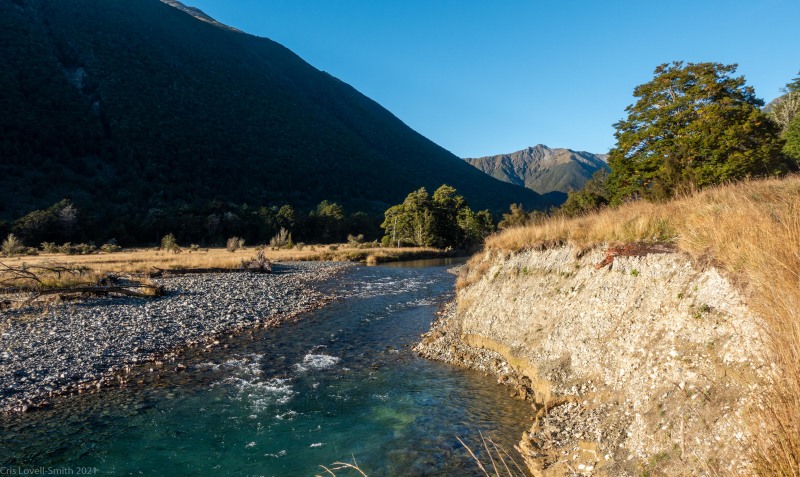 View up the river (Tramping Angelus Hut May 2021)