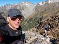 Cris and Annu walking (Tramping Angelus Hut May 2021)