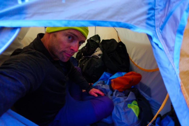 Into the tent (Garibaldi Tramp 2019)