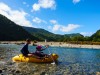 Georgia paddles Pat across the river (Garibaldi Tramp 2019)