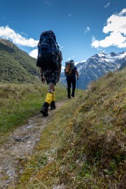 Jeremy and Katie on the track to Siberia Hut (Gillespie Pass Tramp Nov 2021)