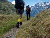 Jeremy and Katie on the track to Siberia Hut (Gillespie Pass Tramp Nov 2021)