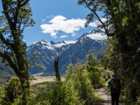 Katie walking to Siberia Hut (Gillespie Pass Tramp Nov 2021)