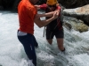 Chris helps Clare across (Hopkins Valley Tramp Jan 2015)