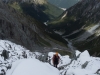 Clare amongst snow and rock (Hopkins Valley Tramp Jan 2015)