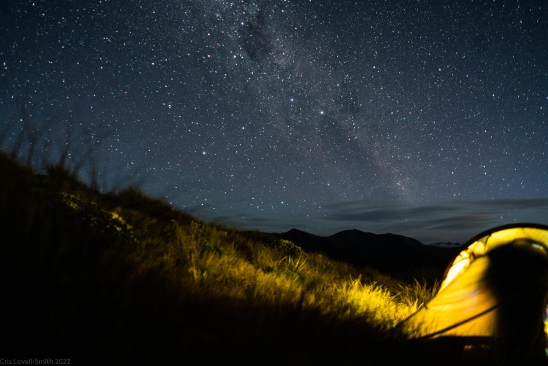 Camping on the Mataketake Ridge by night (Adventures with Craichel Jan 2022)
