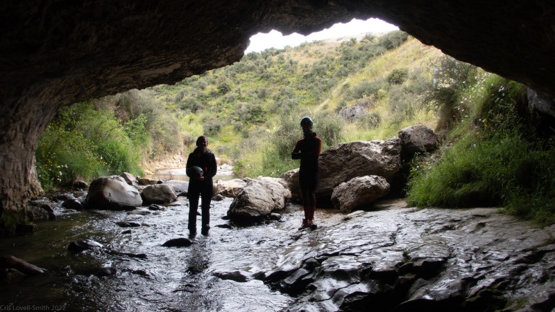 Rachel and Craig at the exit to Cave Stream (Adventures with Craichel Jan 2022)