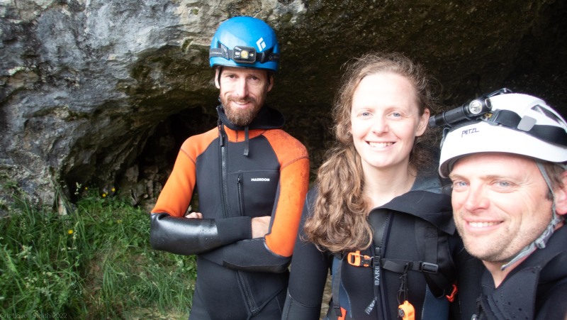 Us at the exit of Cave Stream (Adventures with Craichel Jan 2022)