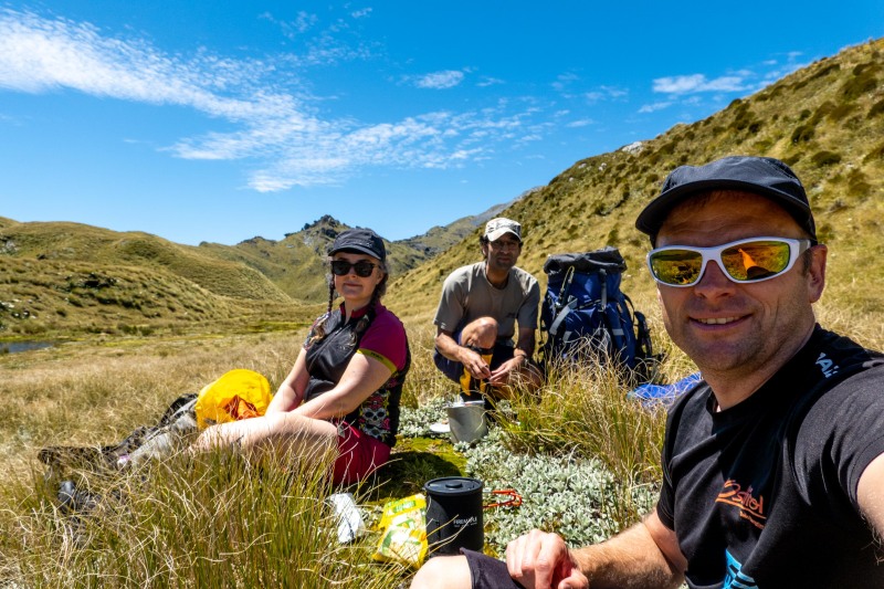 Taking a break (Tramping Mt Alexander Dec 2024)