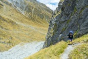 Jeremy climbing up to Rees Saddle (Tramping Rees Rees Dec 2021)