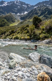 Jeremy takes a dip (Tramping Rees Rees Dec 2021)