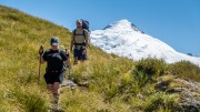 Katie and Jeremy with Mt Edward in the background (Tramping Rees Rees Dec 2021)