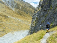 Jeremy climbing up to Rees Saddle (Tramping Rees Rees Dec 2021)