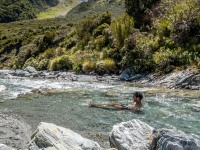 Jeremy takes a dip (Tramping Rees Rees Dec 2021)