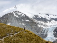Jeremy with Mt Edward and the Dart Glacier behind (Tramping Rees Rees Dec 2021)