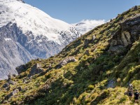Katie and Jeremy in the alpine terrain (Tramping Rees Rees Dec 2021)