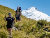 Katie and Jeremy with Mt Edward in the background (Tramping Rees Rees Dec 2021)