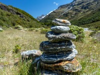Stacked rocks in Rees Valley (Tramping Rees Rees Dec 2021)