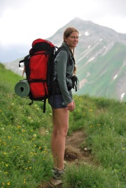 Frauke and pack 2 (Tramping Schrecksee, Germany)