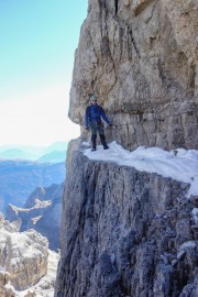 Cris on the pathway (Brenta Dolomites)